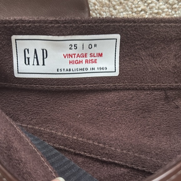 Gap vintage slim high rise brown leather pant size 0R - Picture 2 of 3